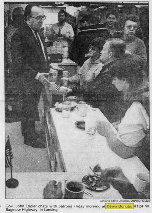 Dawn Donuts - Feb 1992 John Engler Speaking At Lansing Location (newer photo)